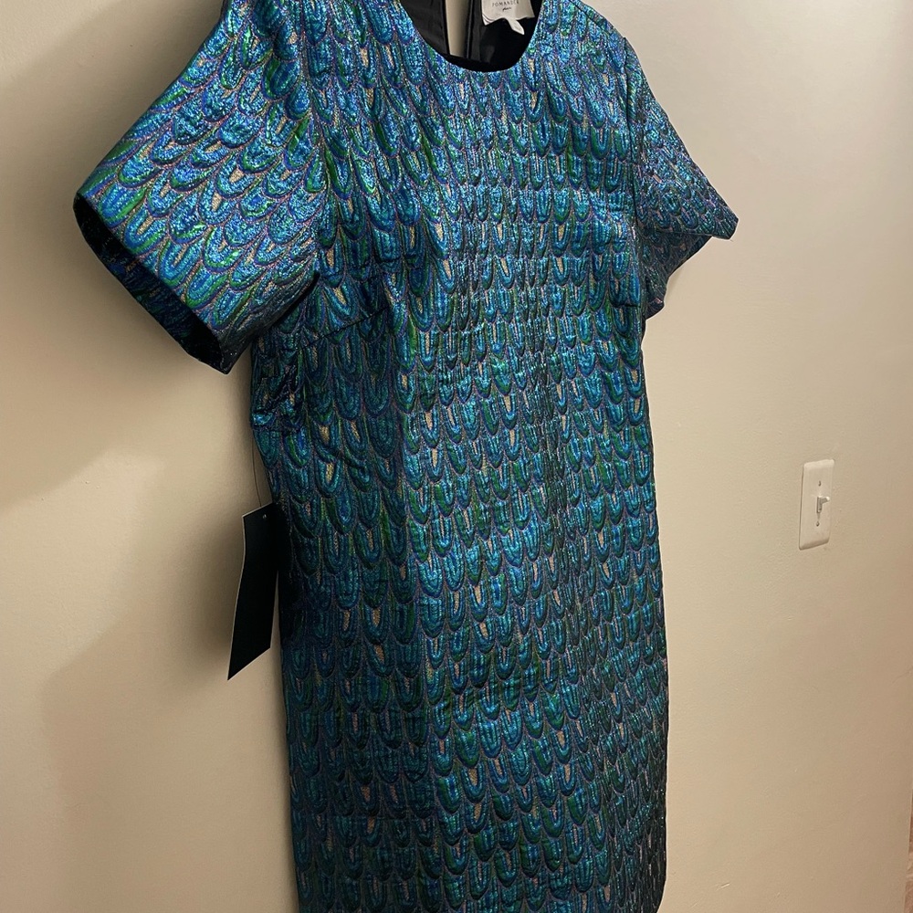 Pomander Place Teal & Blue Metallic Mini Dress
